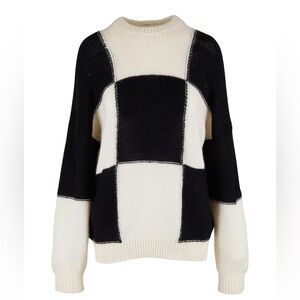 Mother Long Drop Oversized Check Wool & Alpaca Drop Alpaca Jumper in Size S